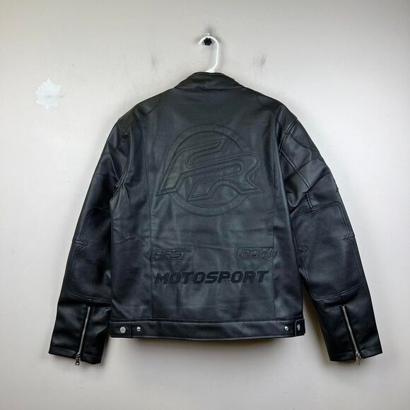 FIRST ROW Faux-Leather Biker Jacket Size XL - Picture 1 of 8